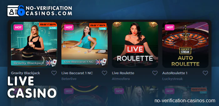 Live casino section in crypto casino Australia