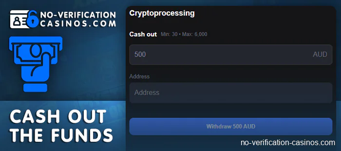 Make a withdrawal of winnings from crypto online casino