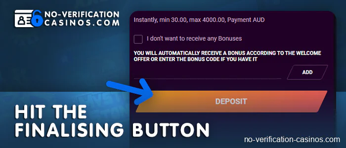 Confirm online casino deposit via iDEAL