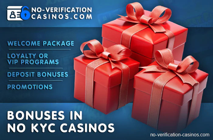 Available bonuses for no KYC online casino players