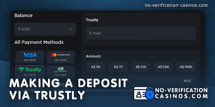 Instructions on how to deposit via Trustly at online casinos