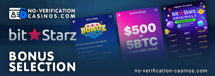 Current list of bonuses for BitStarz casino players