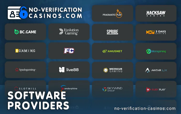 Available Software providers at BC Game online casino