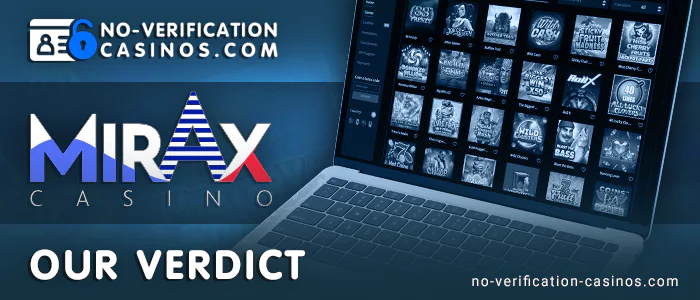 The final part of the review at Mirax Casino